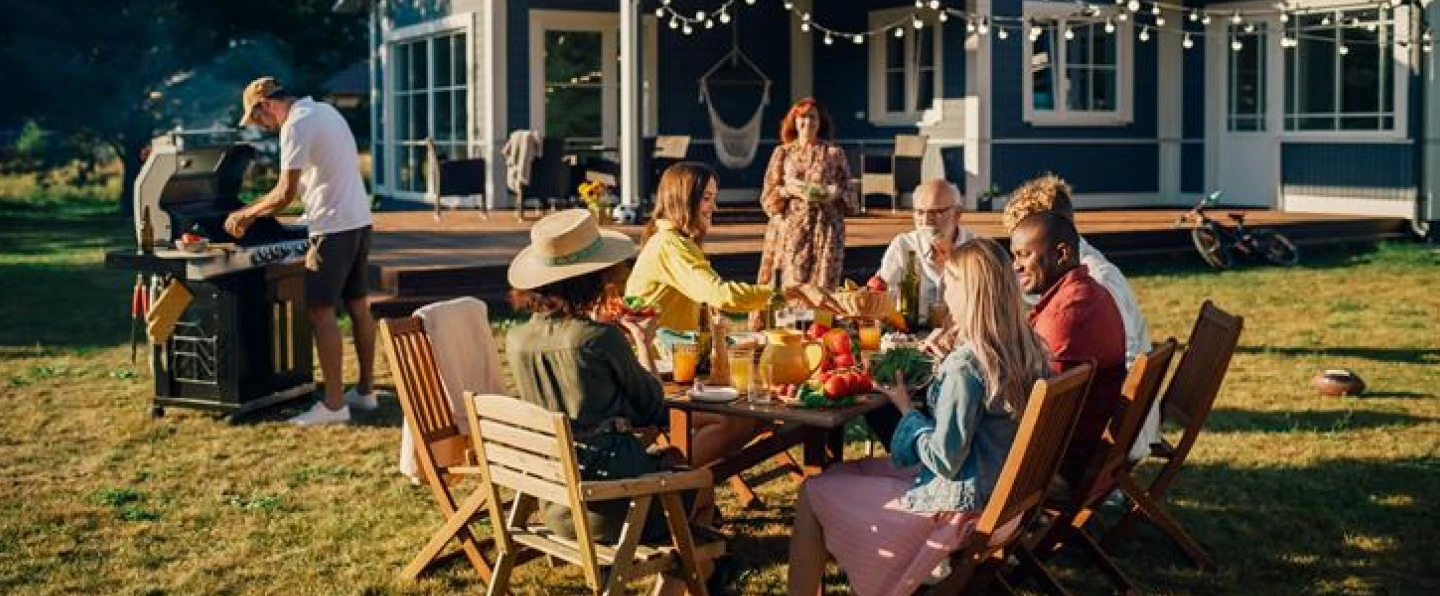 Outdoor family style dinner.