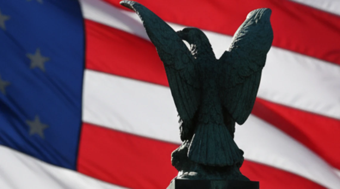 Eagle and American flag.
