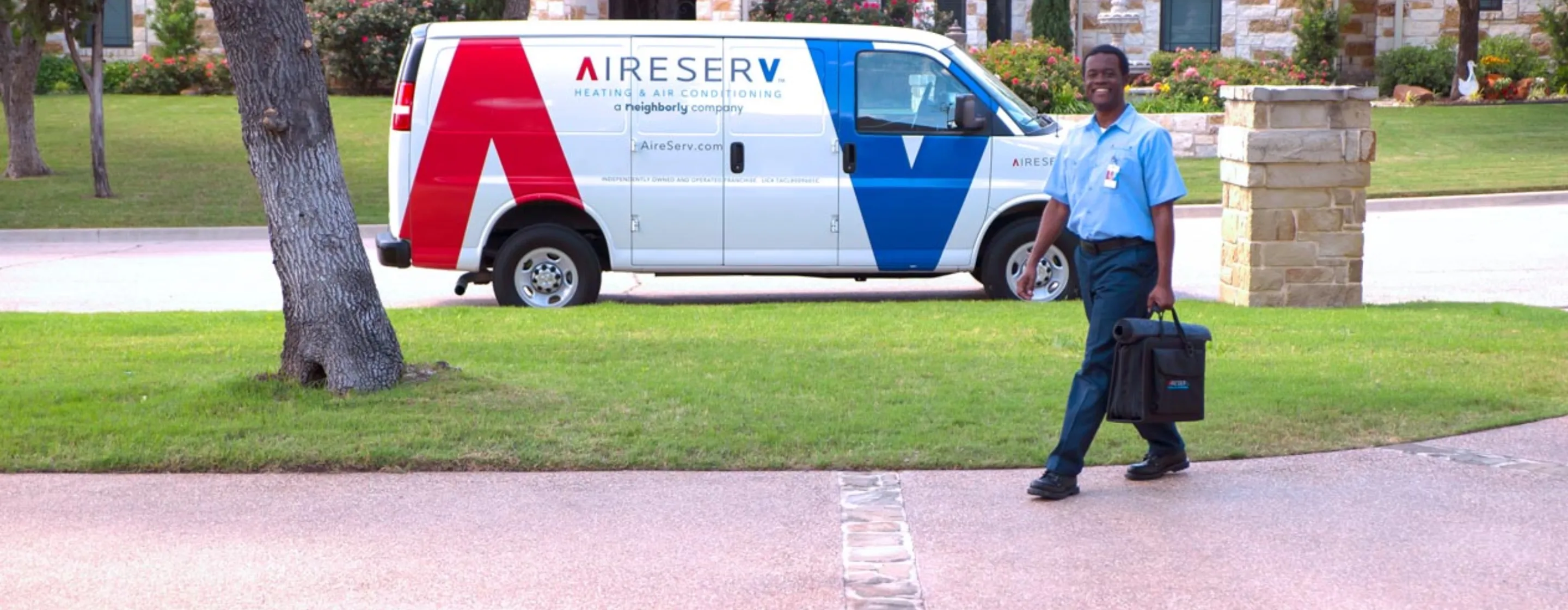 Aire Serv truck and technician